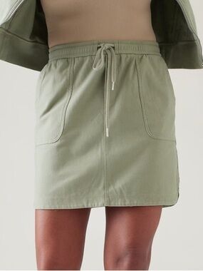 Athleta Farallon Utility Mini Skirt Olive Green Drawstring Cotton Large NWOT
